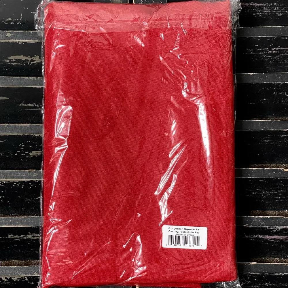 Red Polyester Square Table Overlay Tablecloth